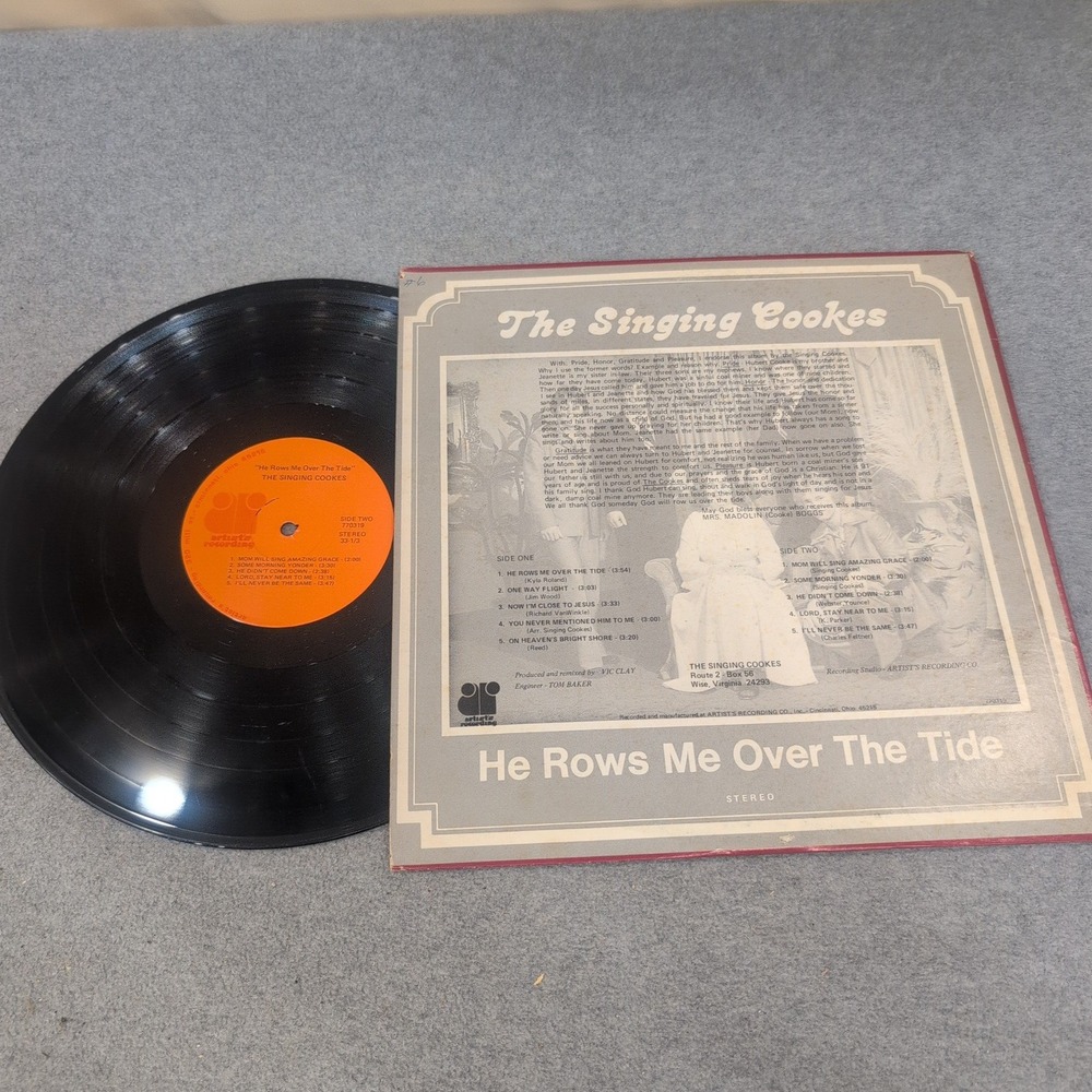 The Singing Cookes He Rows Me Over The Tide Vinyl LP Southern Gospel 770319 - Picture 2 of 2